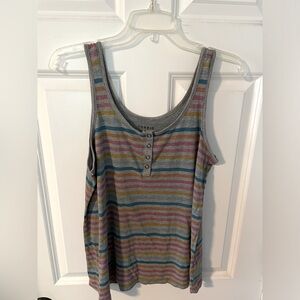 Torrid Gray Multicolored Stripped Tank